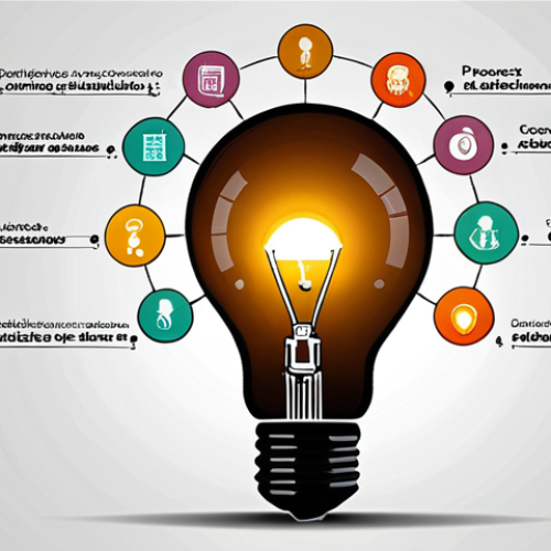 Home 13 **Knowledge Synthesis Concept**:
- Create an illustration depicting the concept of knowledge synthesis. Show diverse sources of information and experiences merging together to form a light bulb symbolizing new insights. Include elements representing marketing, data analysis, and collaboration.