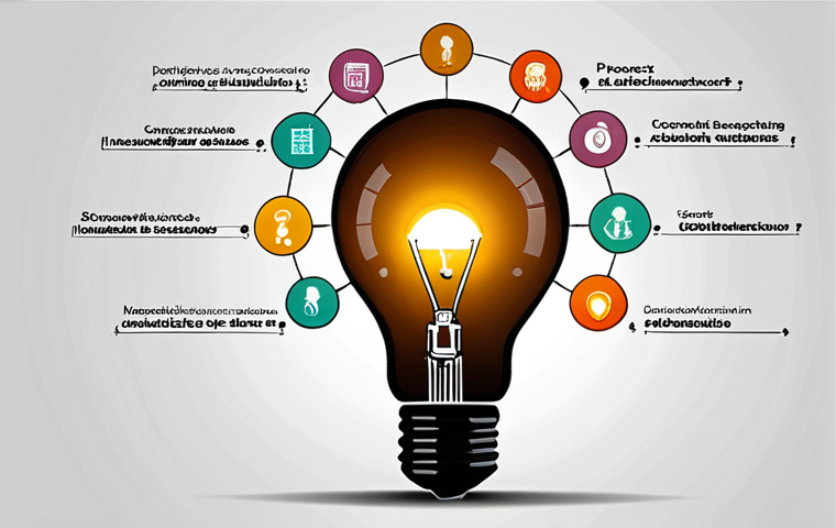 **Knowledge Synthesis Concept**:
- Create an illustration depicting the concept of knowledge synthesis. Show diverse sources of information and experiences merging together to form a light bulb symbolizing new insights. Include elements representing marketing, data analysis, and collaboration.
