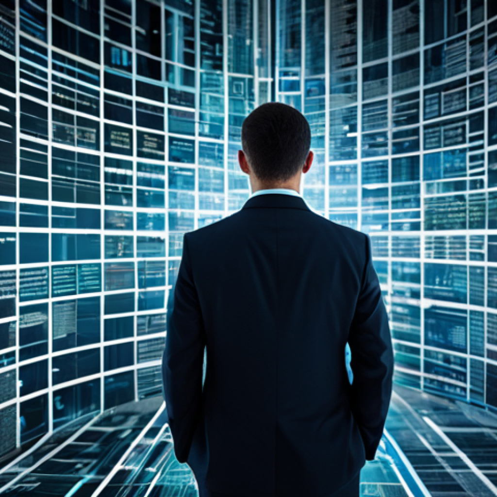 A professional in a modest business suit stands amidst a dynamic, abstract digital landscape filled with blurred text, fragmented graphs, and glowing, intertwined data streams, symbolizing the overwhelming nature of information overload and the spread of misinformation. The subject is fully clothed, with a focused and discerning expression, meticulously sifting through the visual noise. The scene is set in a modern, high-tech environment. Perfect anatomy, correct proportions, natural pose, well-formed hands, proper finger count, natural body proportions. Safe for work, appropriate content, family-friendly, high-quality, professional photography.
