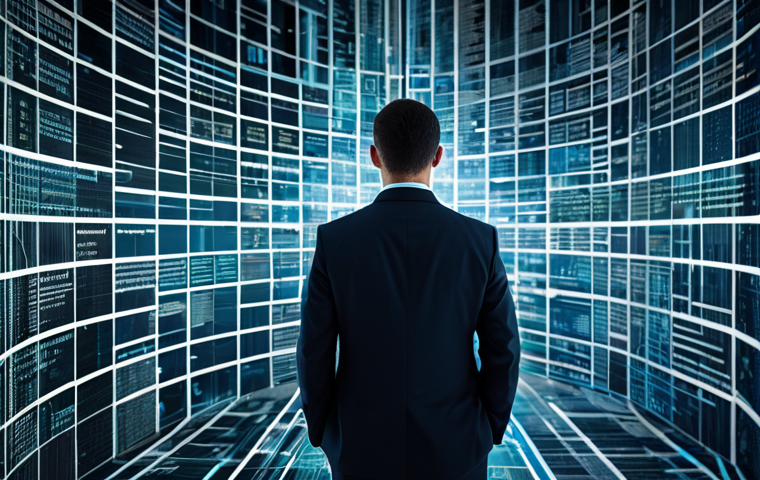A professional in a modest business suit stands amidst a dynamic, abstract digital landscape filled with blurred text, fragmented graphs, and glowing, intertwined data streams, symbolizing the overwhelming nature of information overload and the spread of misinformation. The subject is fully clothed, with a focused and discerning expression, meticulously sifting through the visual noise. The scene is set in a modern, high-tech environment. Perfect anatomy, correct proportions, natural pose, well-formed hands, proper finger count, natural body proportions. Safe for work, appropriate content, family-friendly, high-quality, professional photography.
