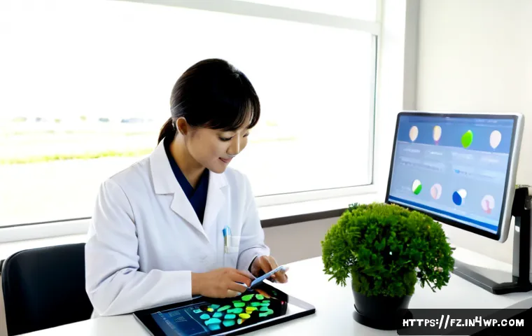 지식 합성의 실제 적용 사례 - Photorealistic modern research workspace showing a middle-aged scientist and a data analyst collabor...